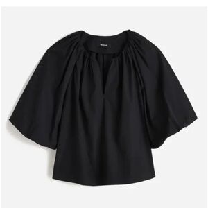 Madewell black bubble sleeve poplin top